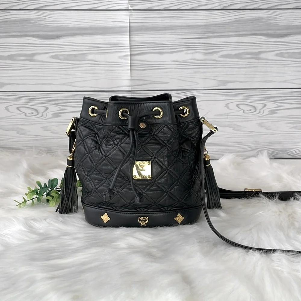 MCM‎ Black Quilted Leather Bucket Bag
